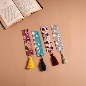 Handmade fabric bookmark with tassel (set of 4) 01