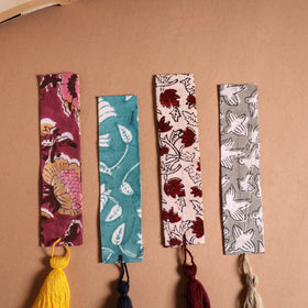 Handmade fabric bookmark with tassel (set of 4) 01