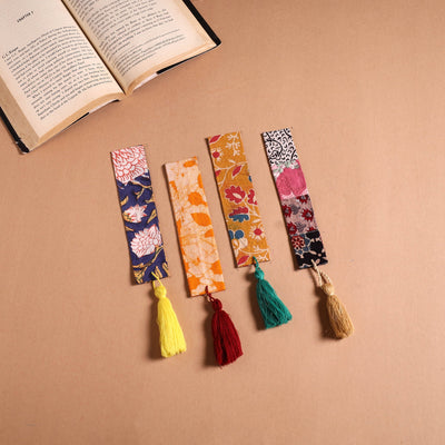 Handmade fabric bookmark with tassel (set of 4) 02