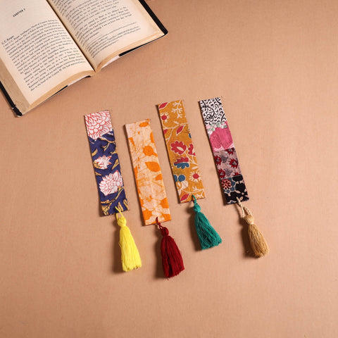 Handmade fabric bookmark with tassel (set of 4) 02