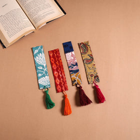 Handmade fabric bookmark with tassel (set of 4) 04
