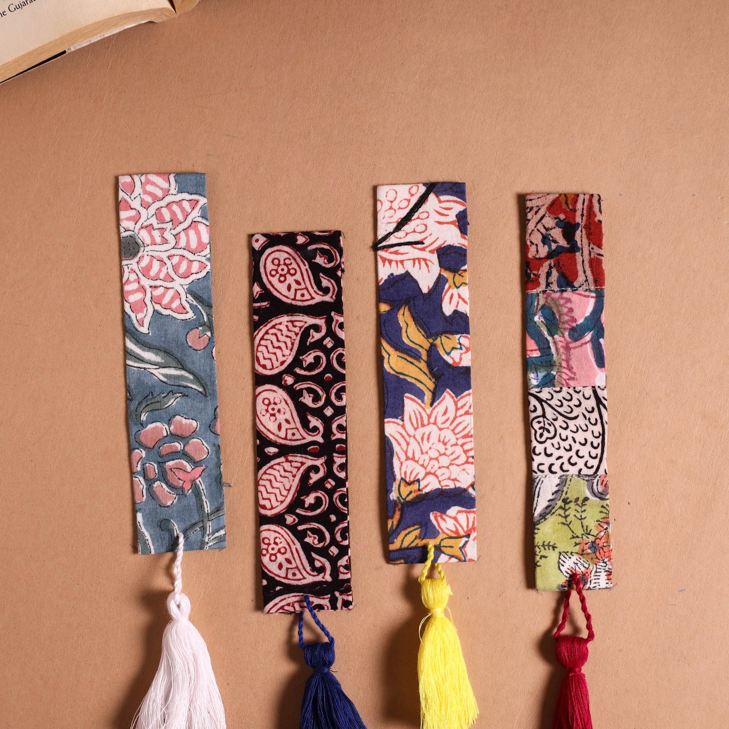 Handmade fabric bookmark with tassel (set of 4) 05