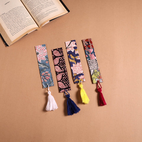 Handmade fabric bookmark with tassel (set of 4) 05