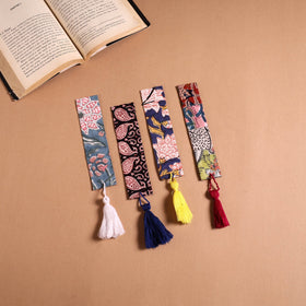 Handmade fabric bookmark with tassel (set of 4) 05