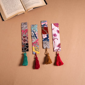 Handmade fabric bookmark with tassel (set of 4) 06