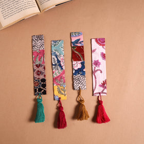 Handmade fabric bookmark with tassel (set of 4) 06