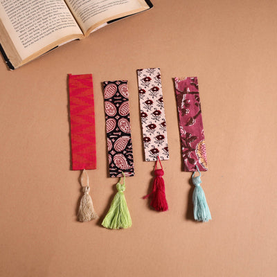 Handmade fabric bookmark with tassel (set of 4) 07