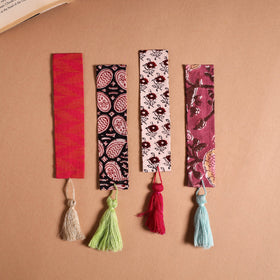 Handmade fabric bookmark with tassel (set of 4) 07