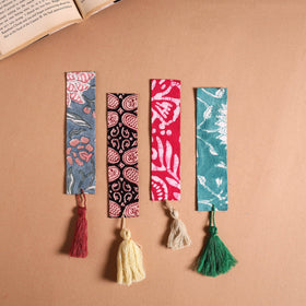 Handmade fabric bookmark with tassel (set of 4) 08
