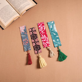 Handmade fabric bookmark with tassel (set of 4) 08