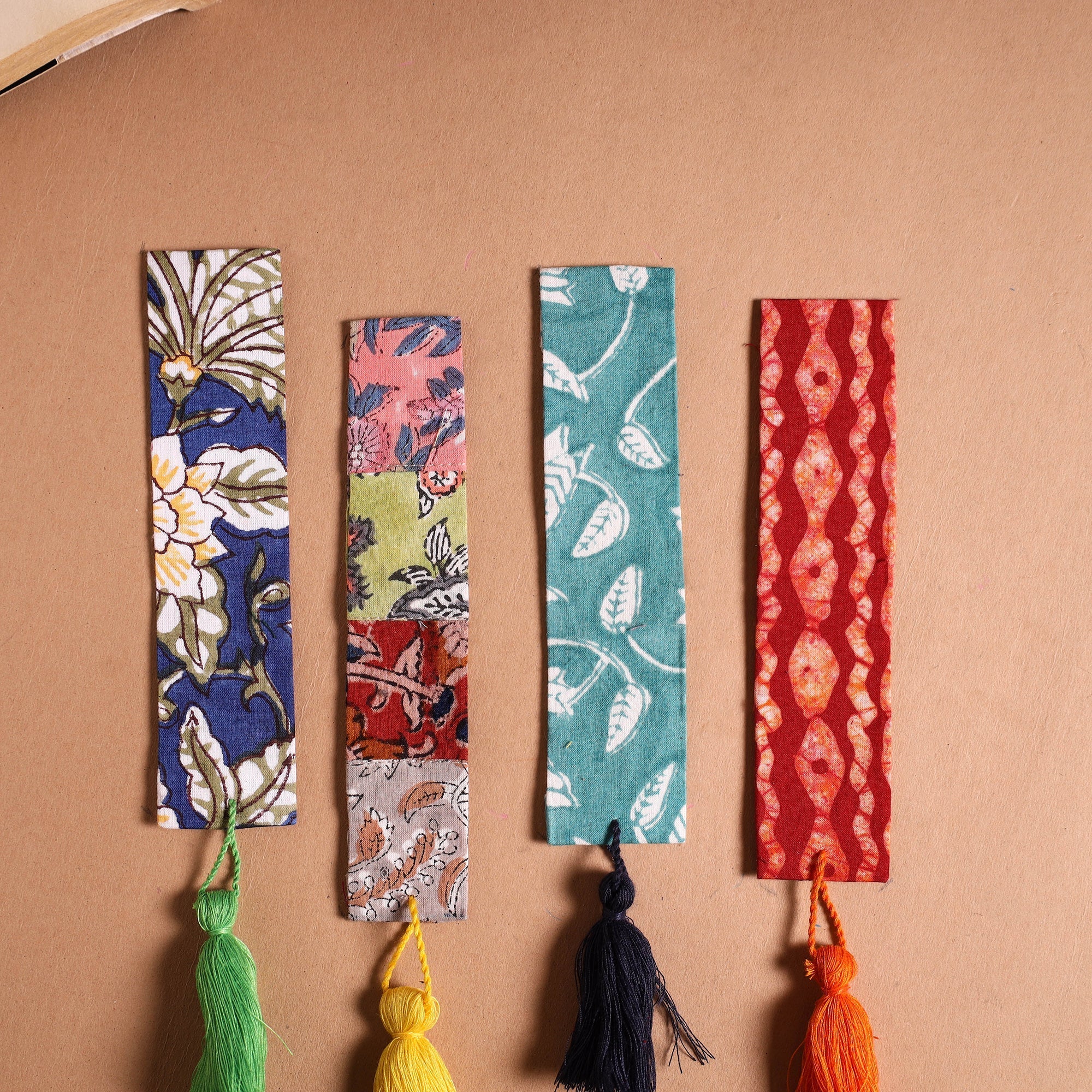 Handmade fabric bookmark with tassel (set of 4) 10