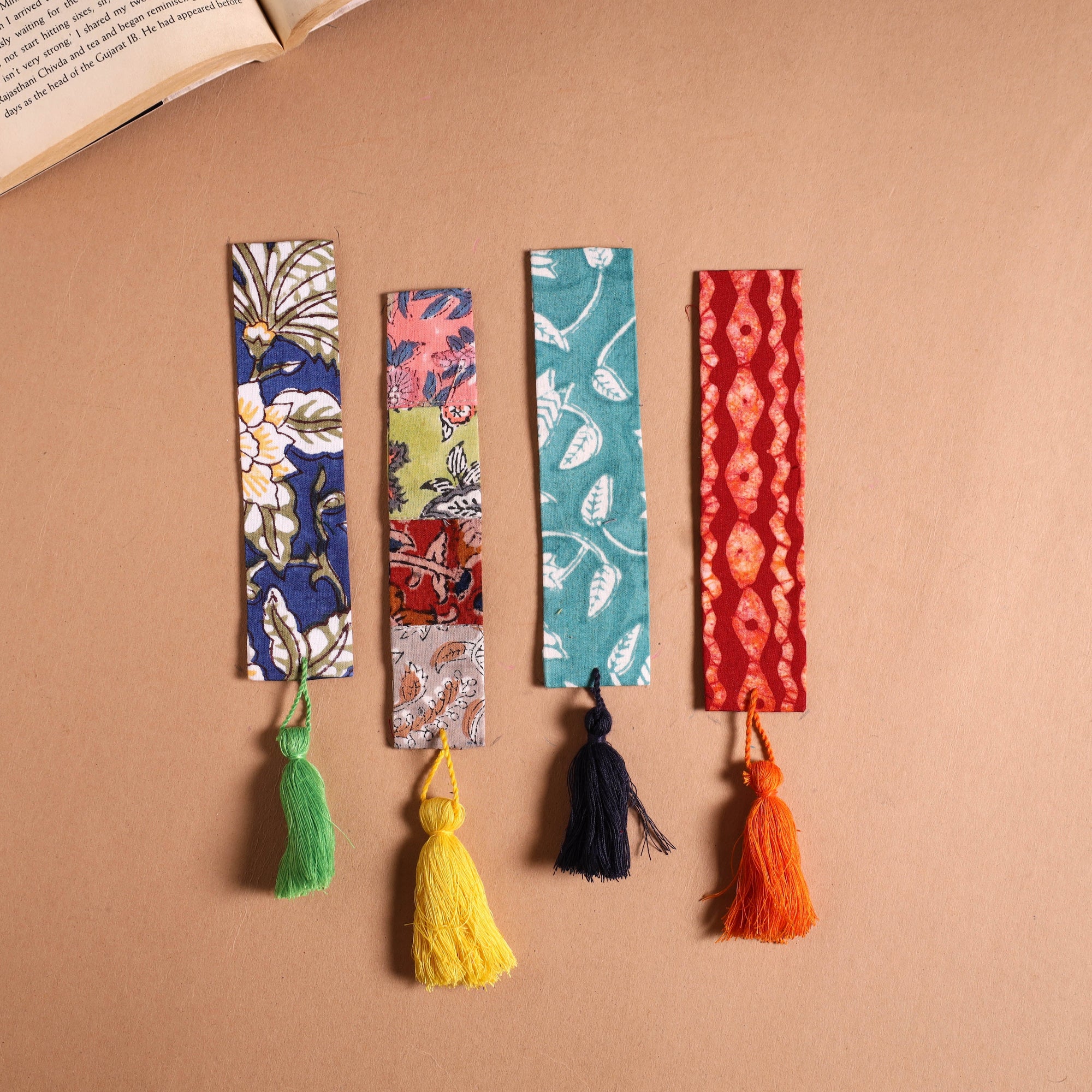 Handmade fabric bookmark with tassel (set of 4) 10