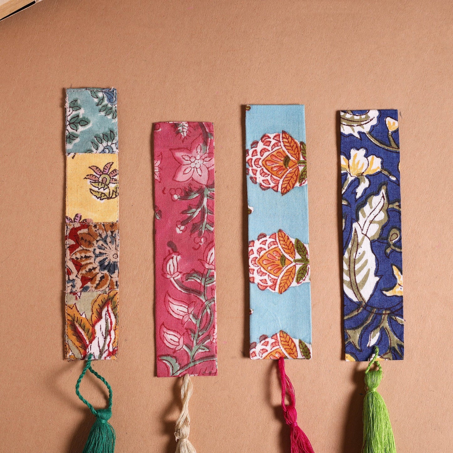 Handmade fabric bookmark with tassel (set of 4) 11