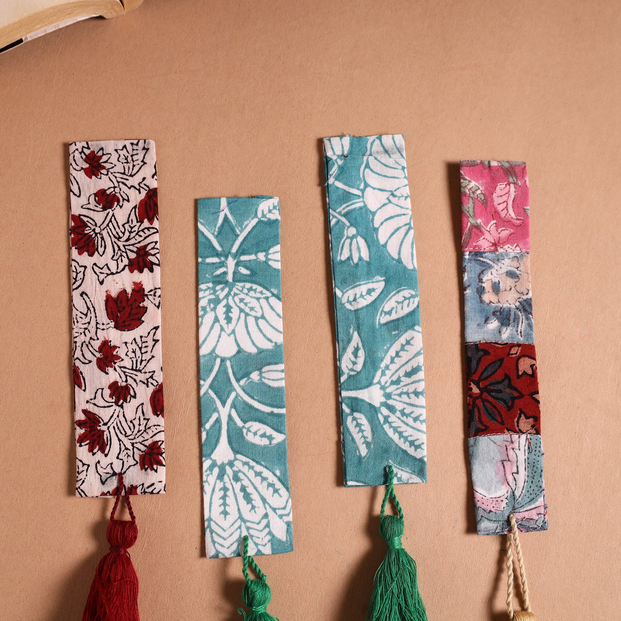 Handmade fabric bookmark with tassel (set of 4) 12