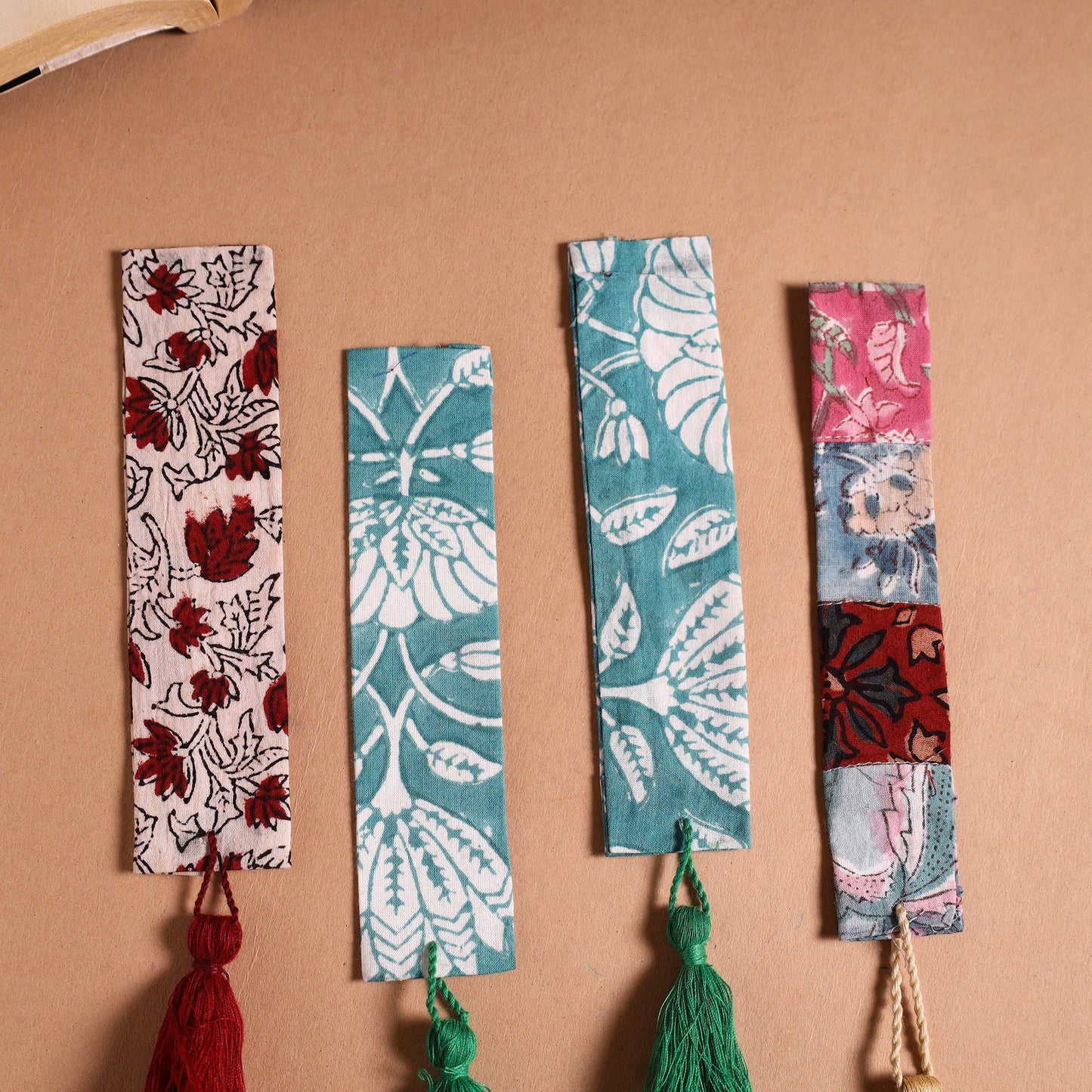 Handmade fabric bookmark with tassel (set of 4) 12