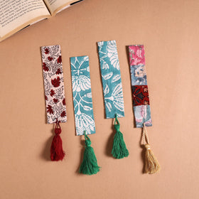 Handmade fabric bookmark with tassel (set of 4) 12