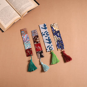 Handmade fabric bookmark with tassel (set of 4) 13