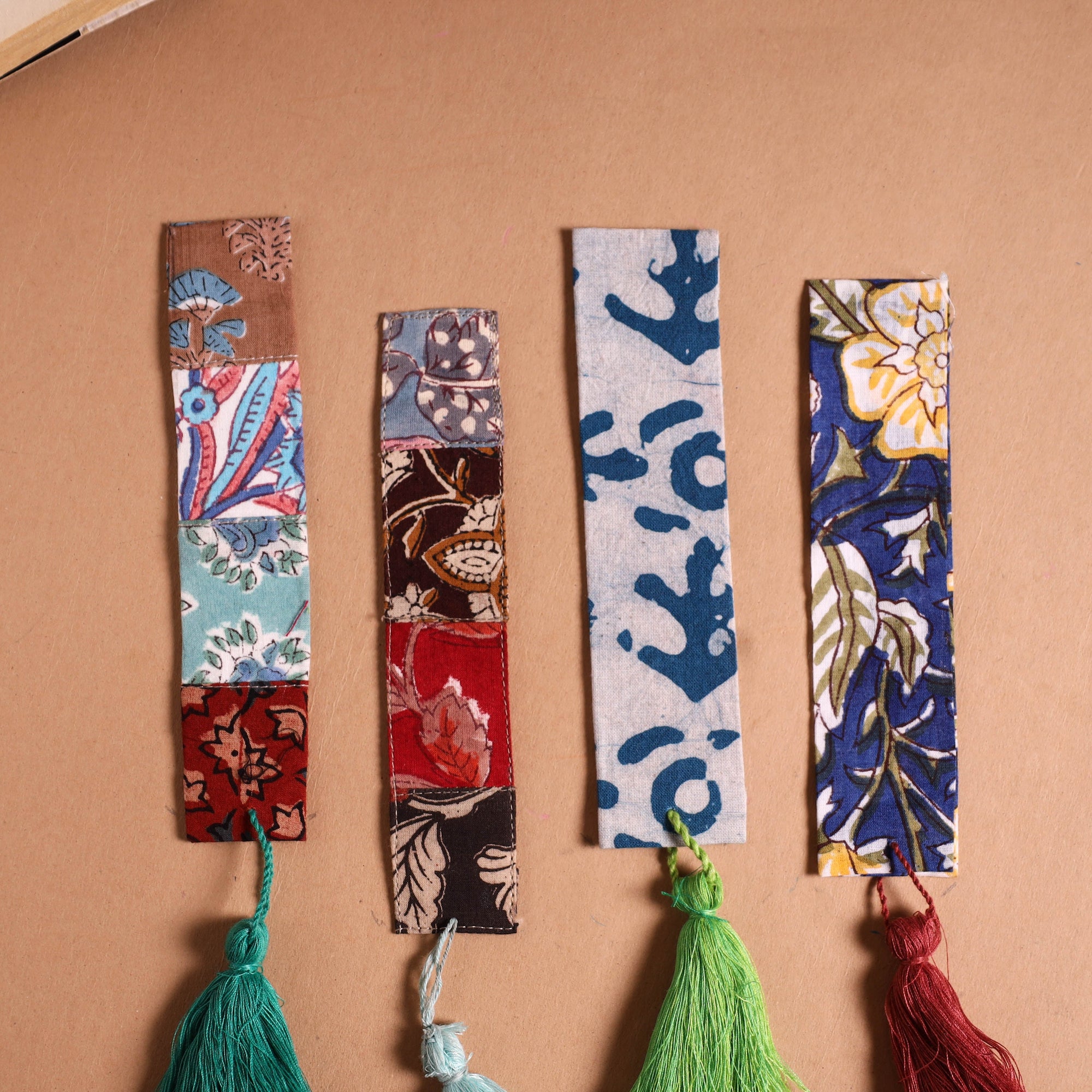 Handmade fabric bookmark with tassel (set of 4) 13