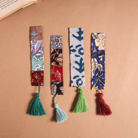 Handmade fabric bookmark with tassel (set of 4) 13