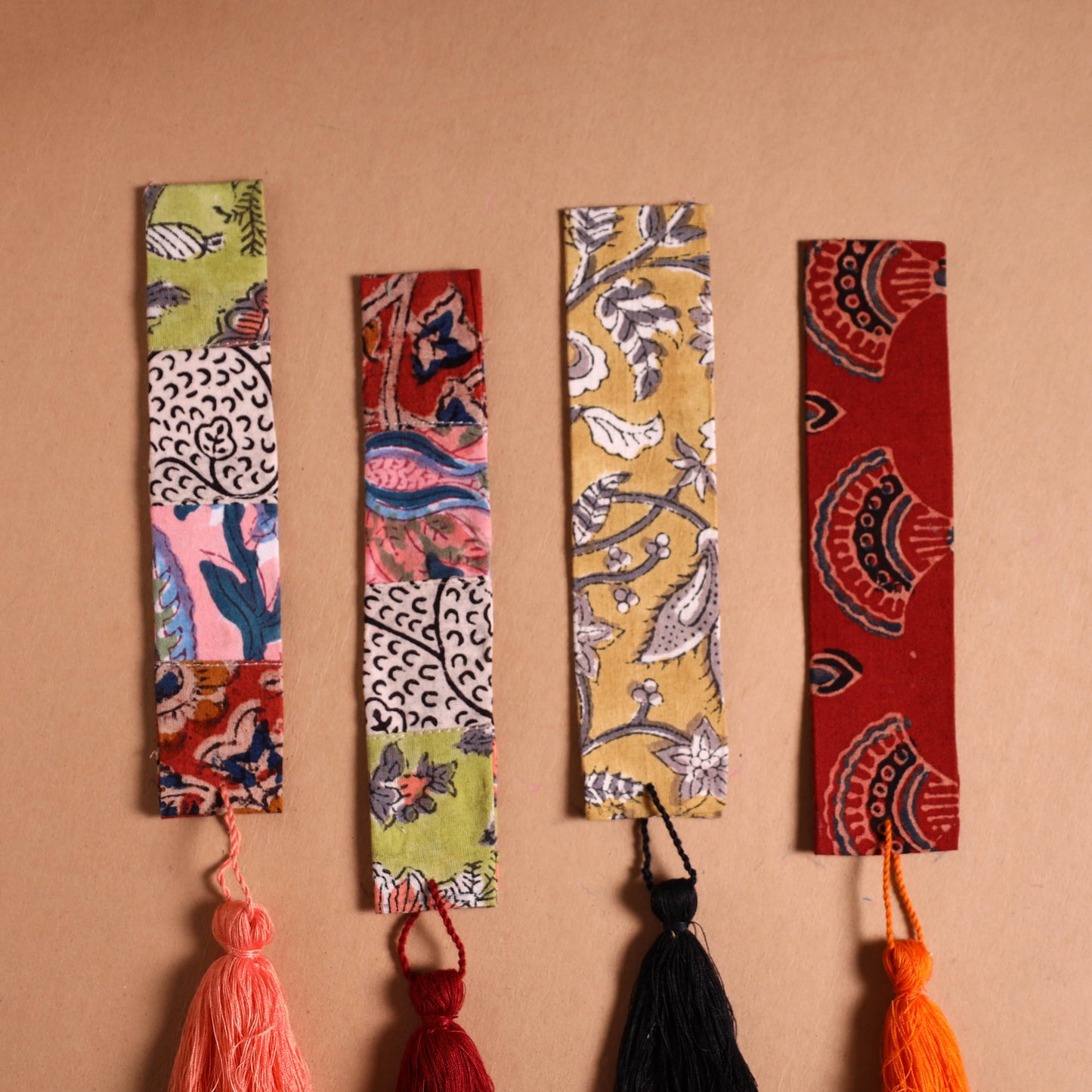 Handmade fabric bookmark with tassel (set of 4) 14