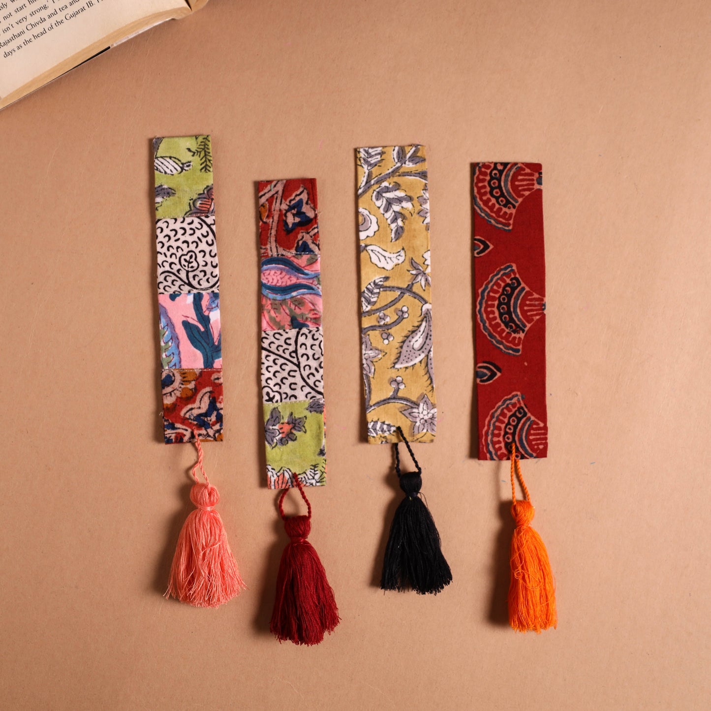 Handmade fabric bookmark with tassel (set of 4) 14