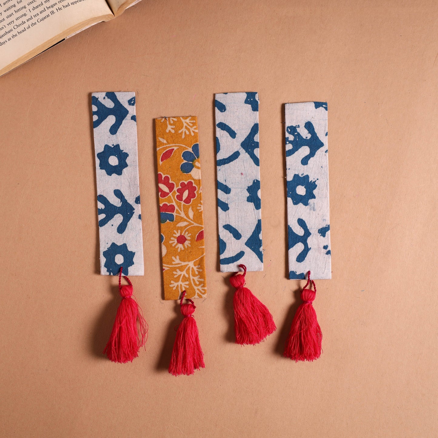 Handmade fabric bookmark with tassel (set of 4) 15