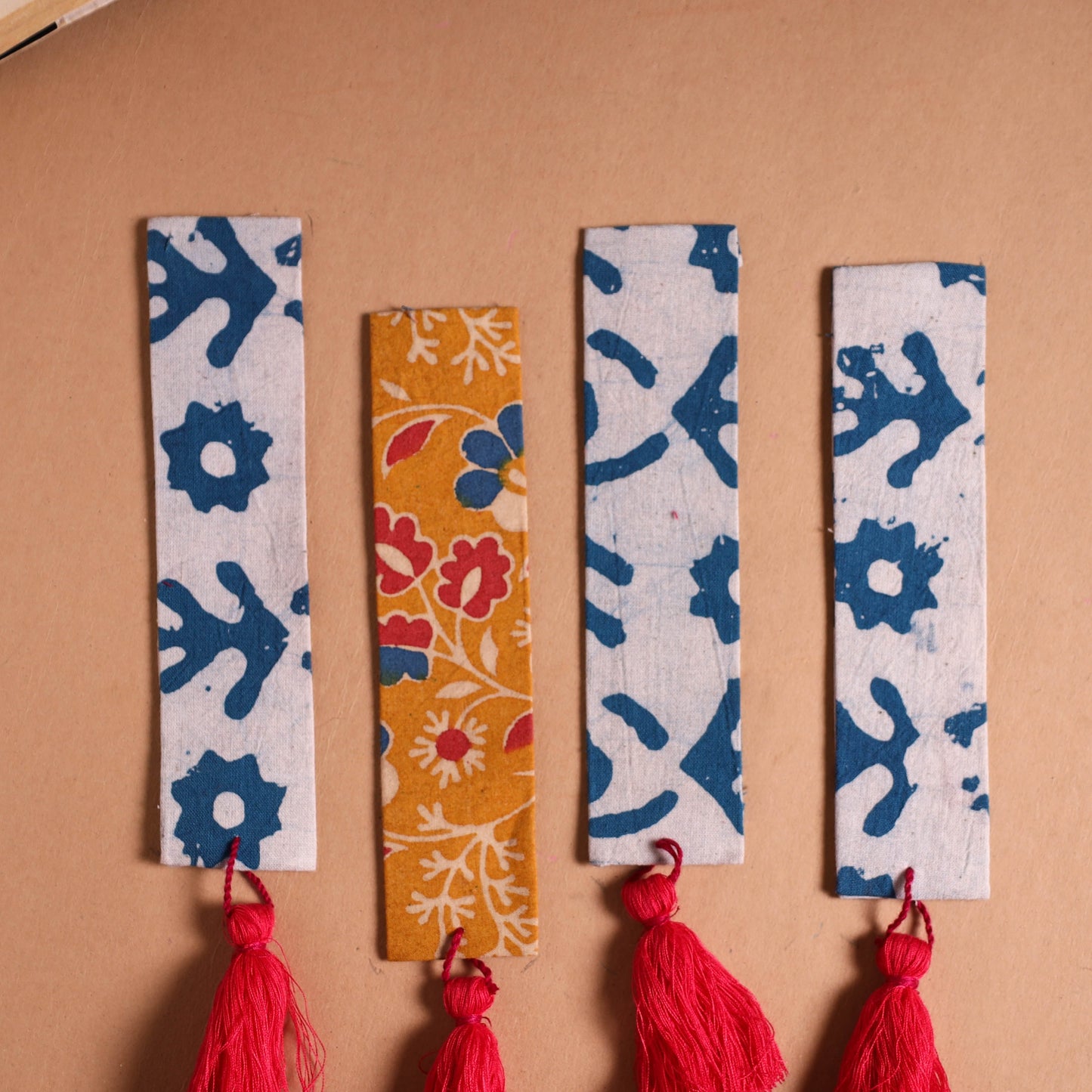 Handmade fabric bookmark with tassel (set of 4) 15