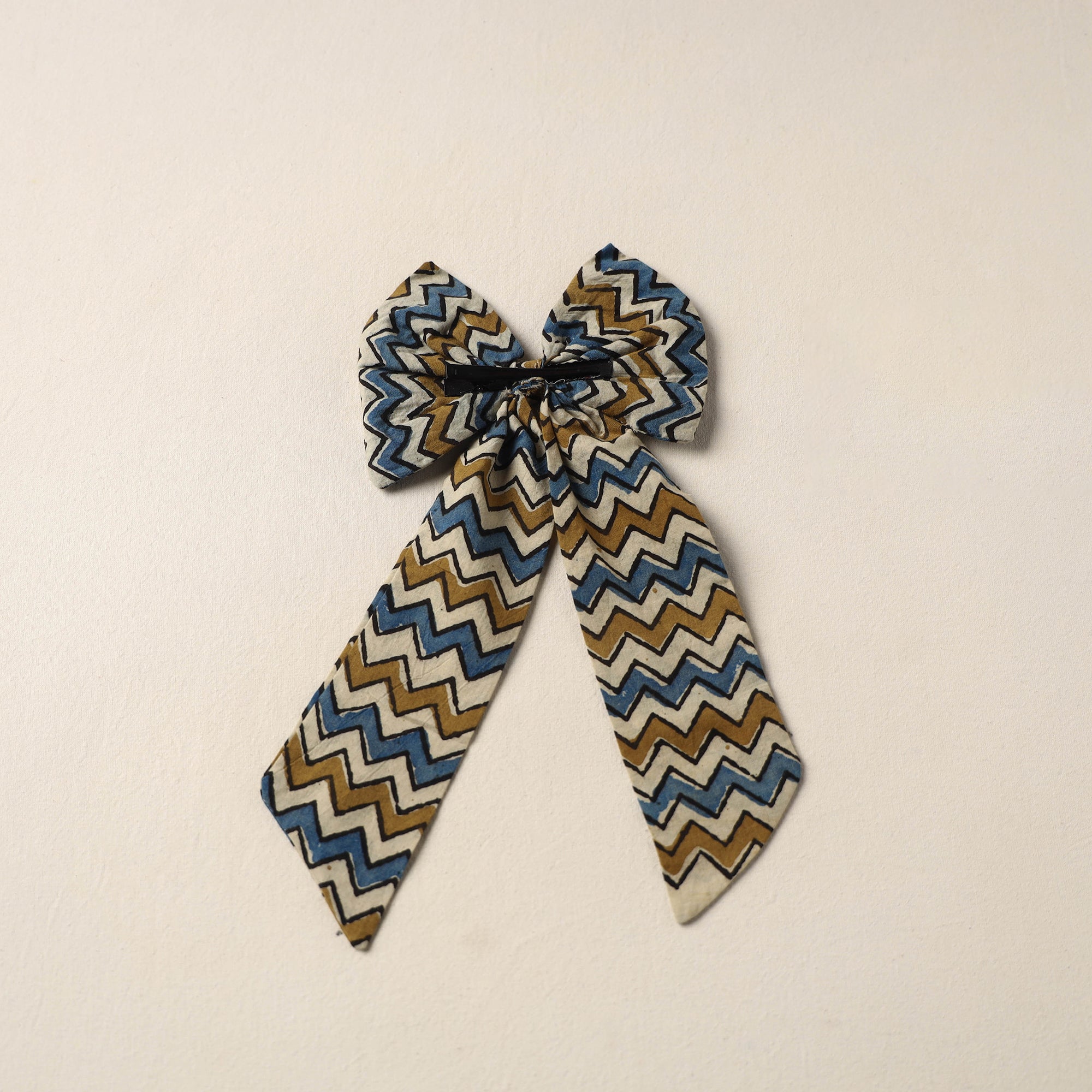 Beige Handmade Fabric Bow Hair Clip