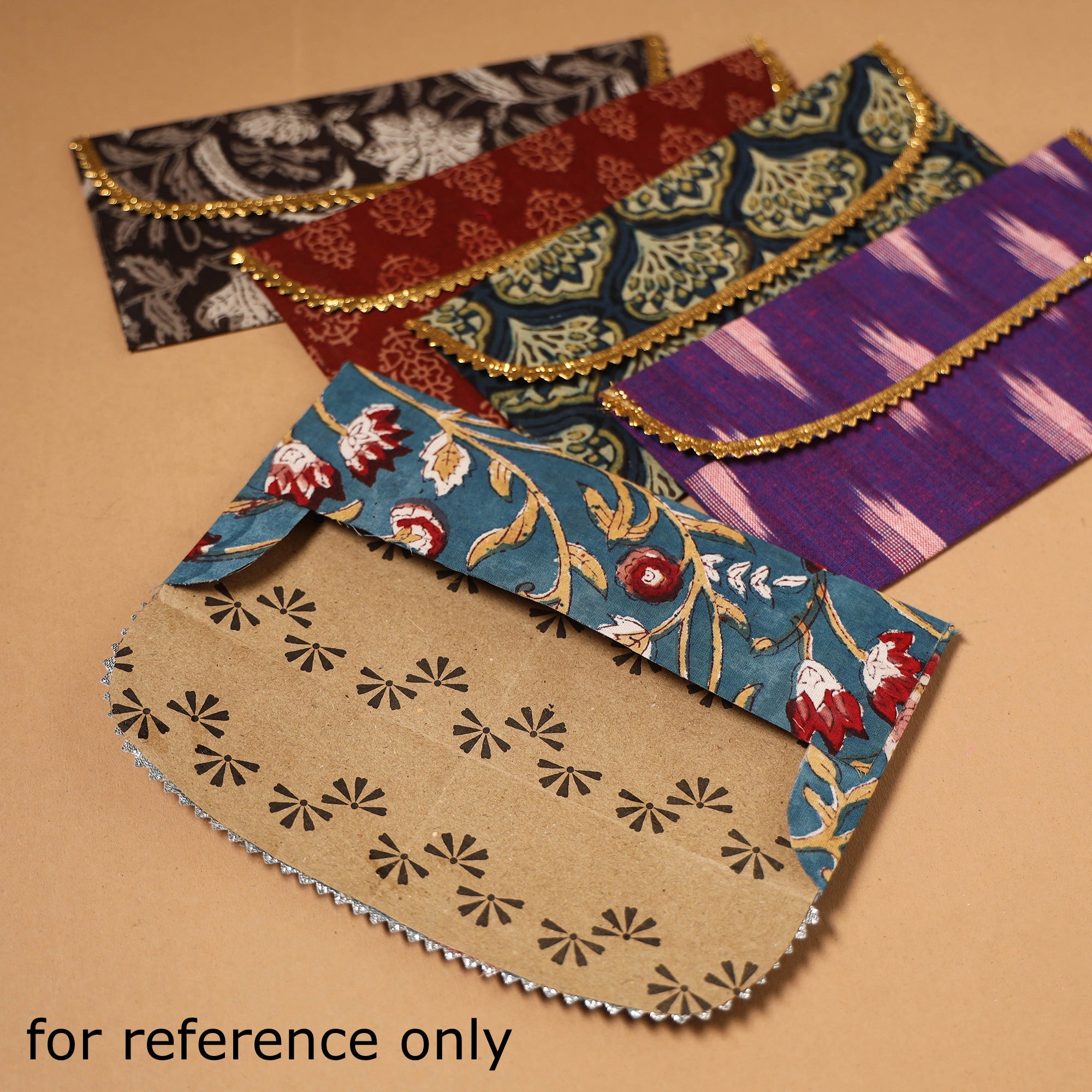 Multicolor - handmade fabric envelopes (assorted set of 5)