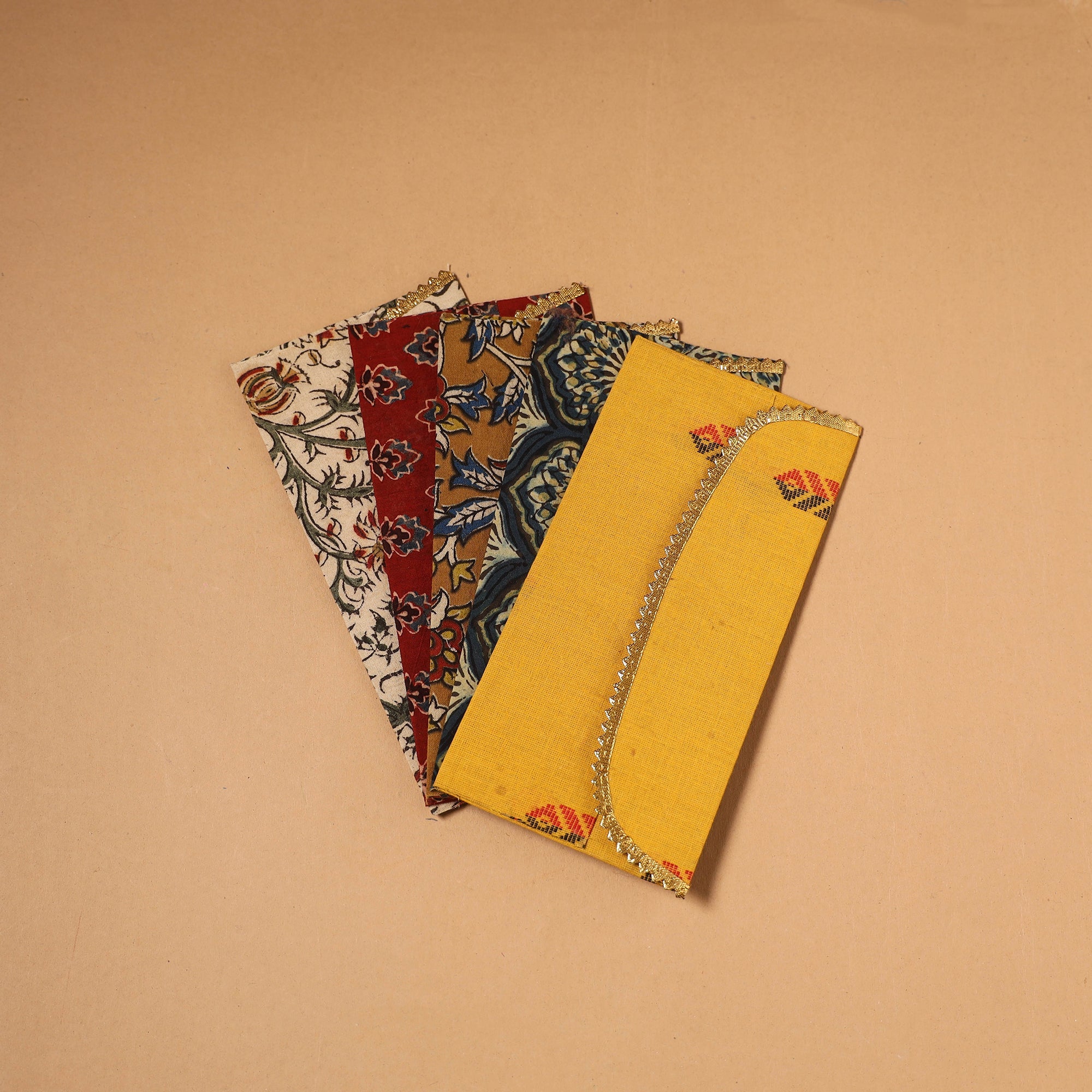 Multicolor - handmade fabric envelopes (assorted set of 5)