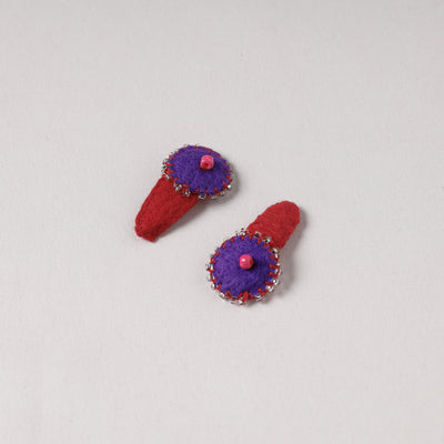  Handmade Felt & Beadwork Tik-Tak Hair Clips (Set of 2) 