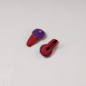  Handmade Felt & Beadwork Tik-Tak Hair Clips (Set of 2) 