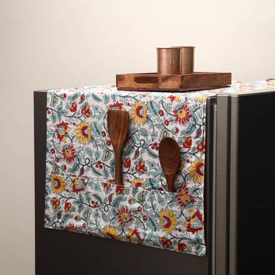 Handmade fridge top cover with multiple pockets 01