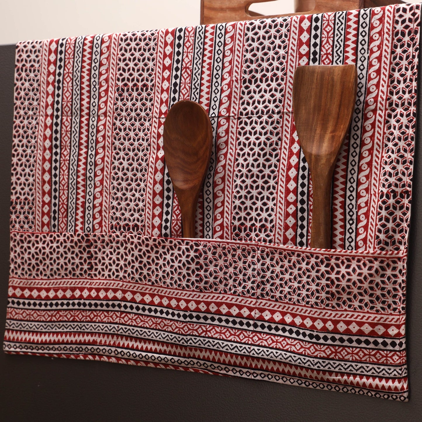 Handmade fridge top cover with multiple pockets 106