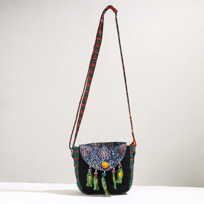  Handmade Gamcha Fabric Kantha Work Canvas Cotton Sling Bag 