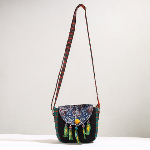  Handmade Gamcha Fabric Kantha Work Canvas Cotton Sling Bag 