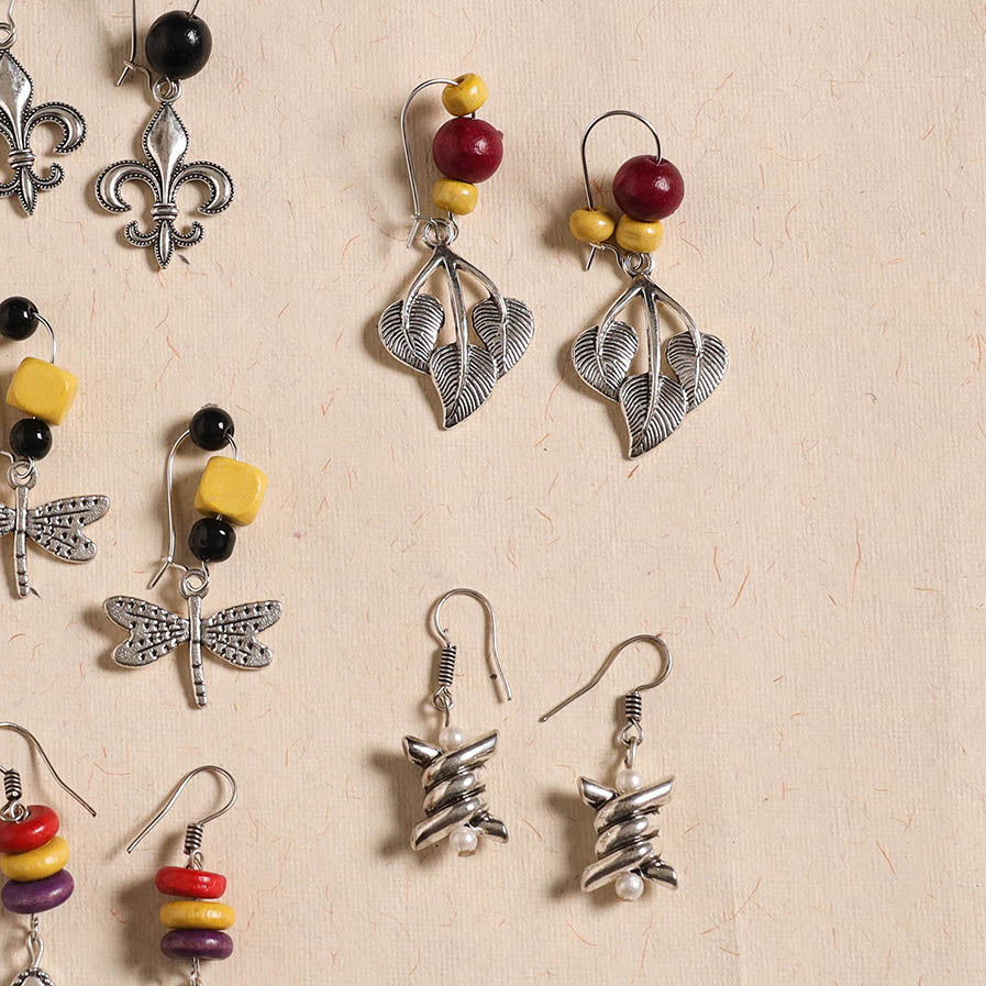 Multicolor - handmade german silver bead work earrings (set