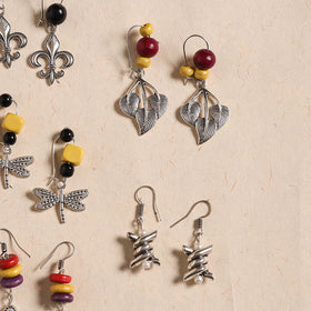 Multicolor - handmade german silver bead work earrings (set