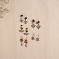 Multicolor - handmade german silver bead work earrings (set