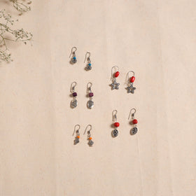 Multicolor - handmade german silver bead work earrings (set