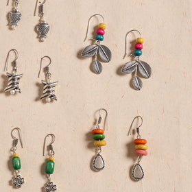 Multicolor - handmade german silver bead work earrings (set