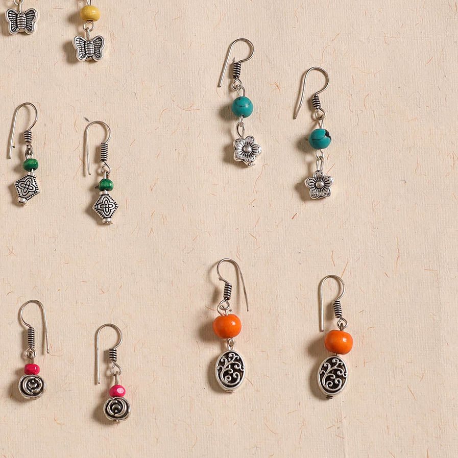 Multicolor - handmade german silver bead work earrings (set