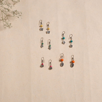Multicolor - handmade german silver bead work earrings (set