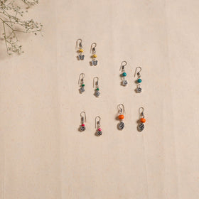 Multicolor - handmade german silver bead work earrings (set