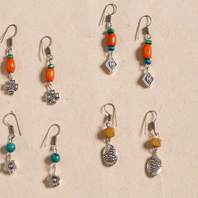 Multicolor - handmade german silver bead work earrings (set