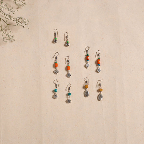 Multicolor - handmade german silver bead work earrings (set