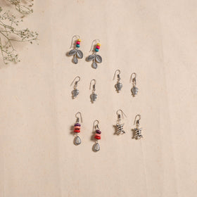 Multicolor - handmade german silver bead work earrings (set