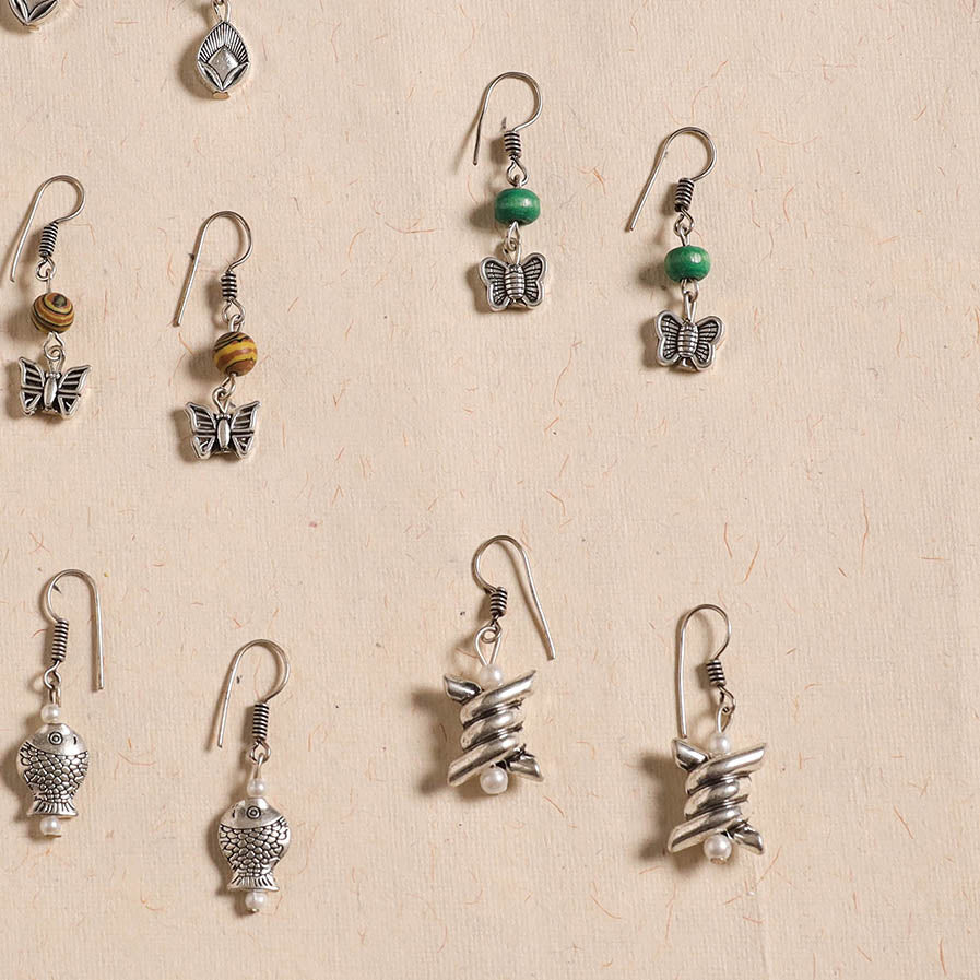 Multicolor - handmade german silver bead work earrings (set