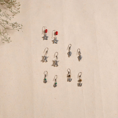 Multicolor - handmade german silver bead work earrings (set