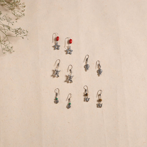 Multicolor - handmade german silver bead work earrings (set